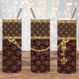 Stainless Steel Brown & Gold LV 20oz Skinny Tumbler